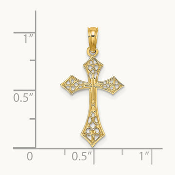Filigree Cross Charm — 14K Yellow Gold