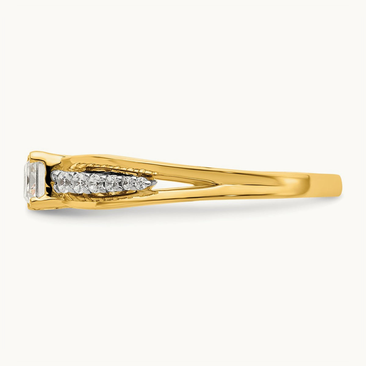 East West Emerald Semi-Mount Engagement Ring — 3/4 ct, 7