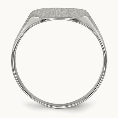 10.5x9. Closed Back Signet Ring, 0mm, 14K White Gold