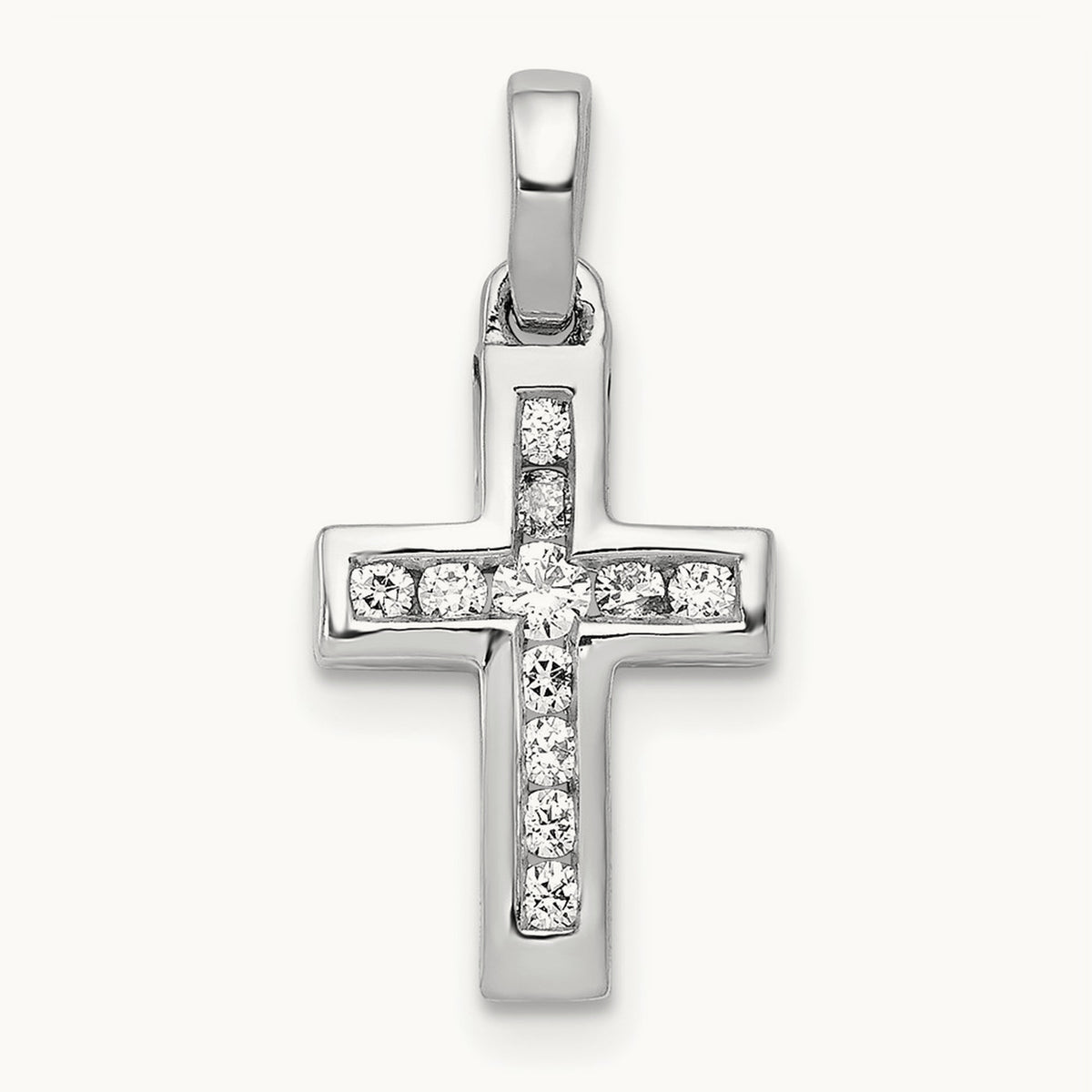 1/6ct. Diamond Latin Cross Pendant — 14K White Gold