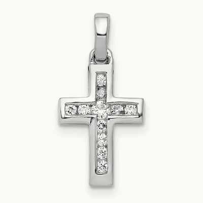 1/6ct. Diamond Latin Cross Pendant — 14K White Gold