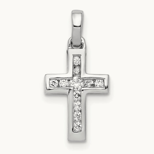 1/6ct. Diamond Latin Cross Pendant — 14K White Gold