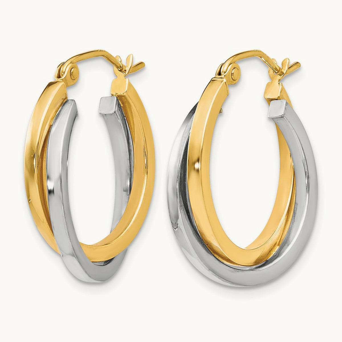 Polished Hinged Hoop Earrings, 10K Two-tone — Leslie's
