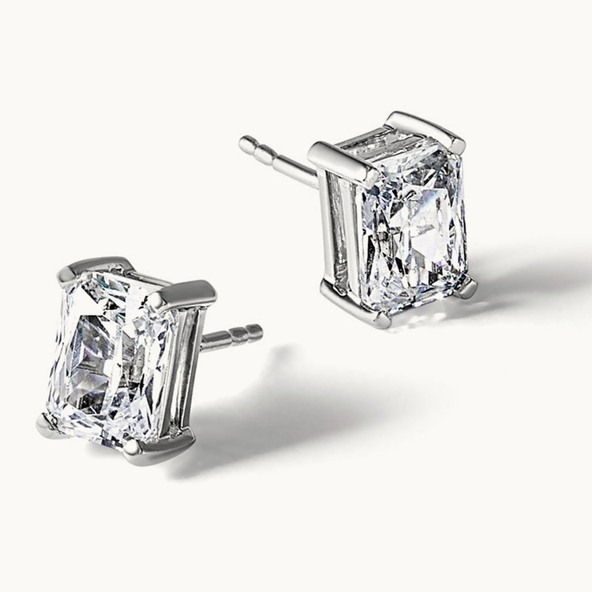 Radiant Four-Prong Stud Earrings, 0.50-6.00 ct tw Lab-Grown Diamond — 3 ct, 14K White Gold