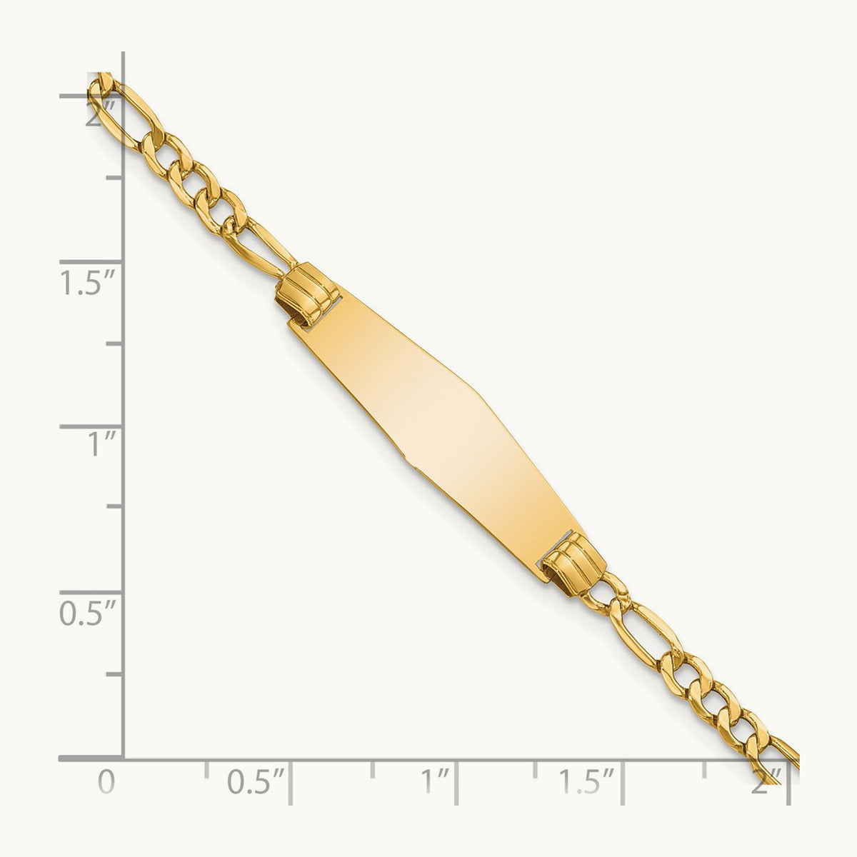 Semi-solid Soft Diamond Shape Figaro Link ID Bracelet, 14K