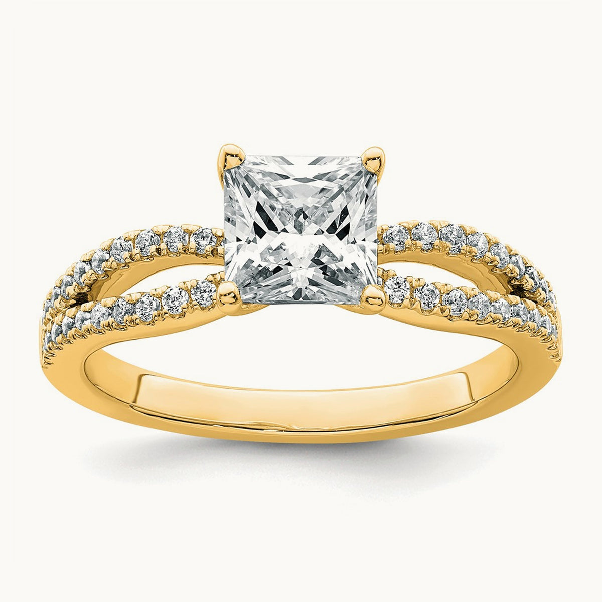 Princess Engagement Ring, 1.25-2.75 ct tw Lab-Grown Diamond — 1 1/2 ct, 14K Yellow Gold