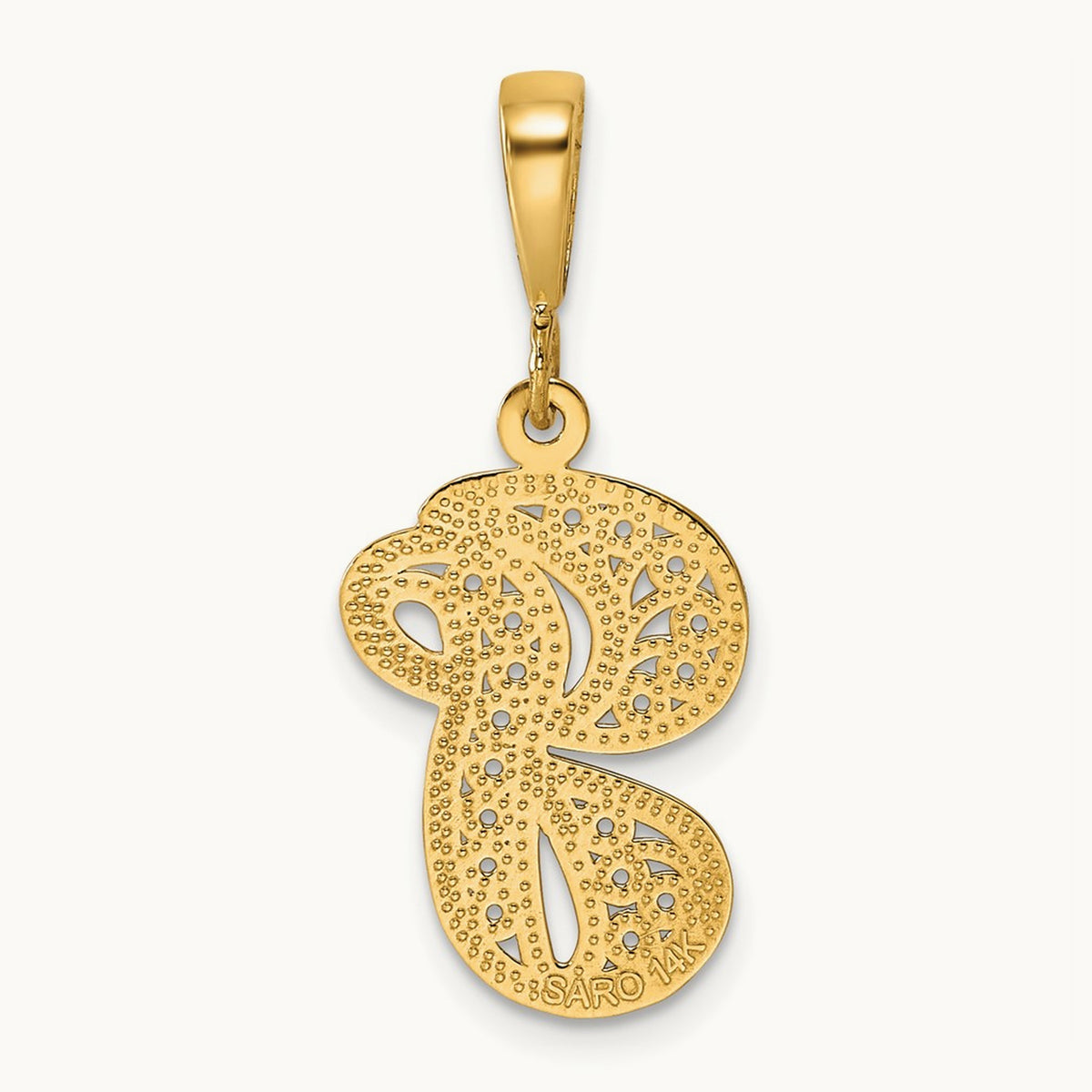 Polished Script Filigree Initial Pendant — G