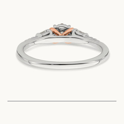 Complete Cluster Diamond Engagement Ring, 14K White with Rose Gold