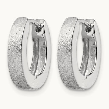 Radiant Essence SS Rhod-plated D/C Brushed Oval Hoop Earrings — Leslie's