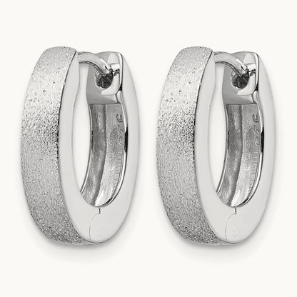 Radiant Essence SS Rhod-plated D/C Brushed Oval Hoop Earrings — Leslie's