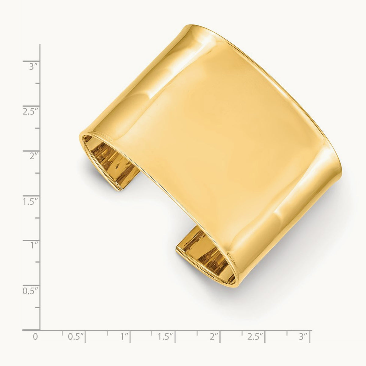 Polished Cuff Bangle — 14K Yellow Gold, 47mm