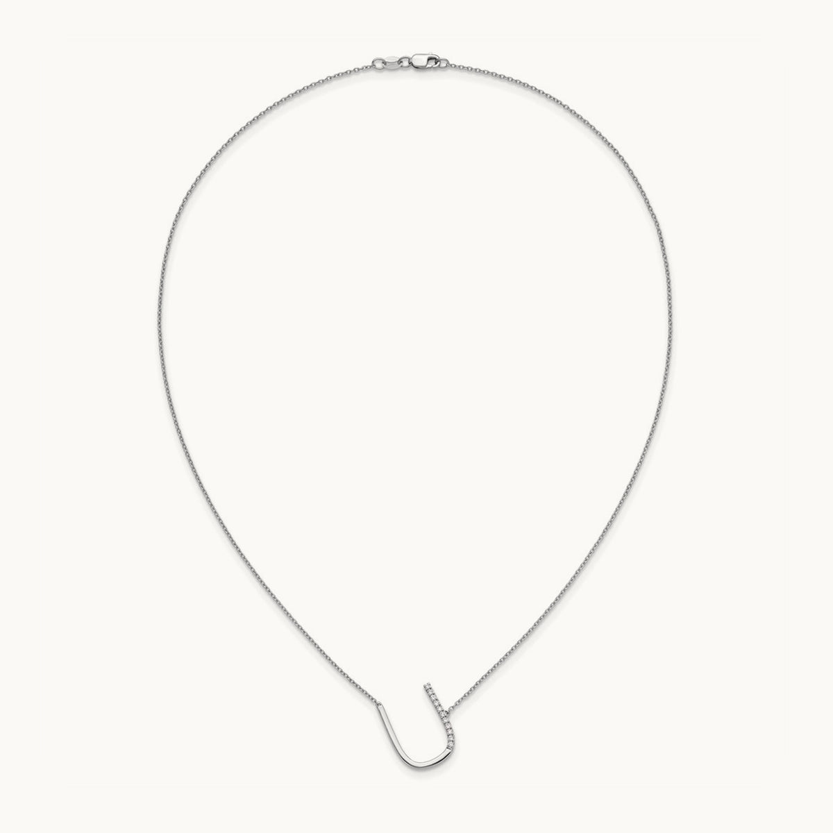 Sideways Diamond Necklace — 14K White Gold, U