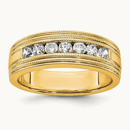 7 Stone Men's Ring, 0.50 ct tw Lab-Grown Diamond — 14K Yellow Gold