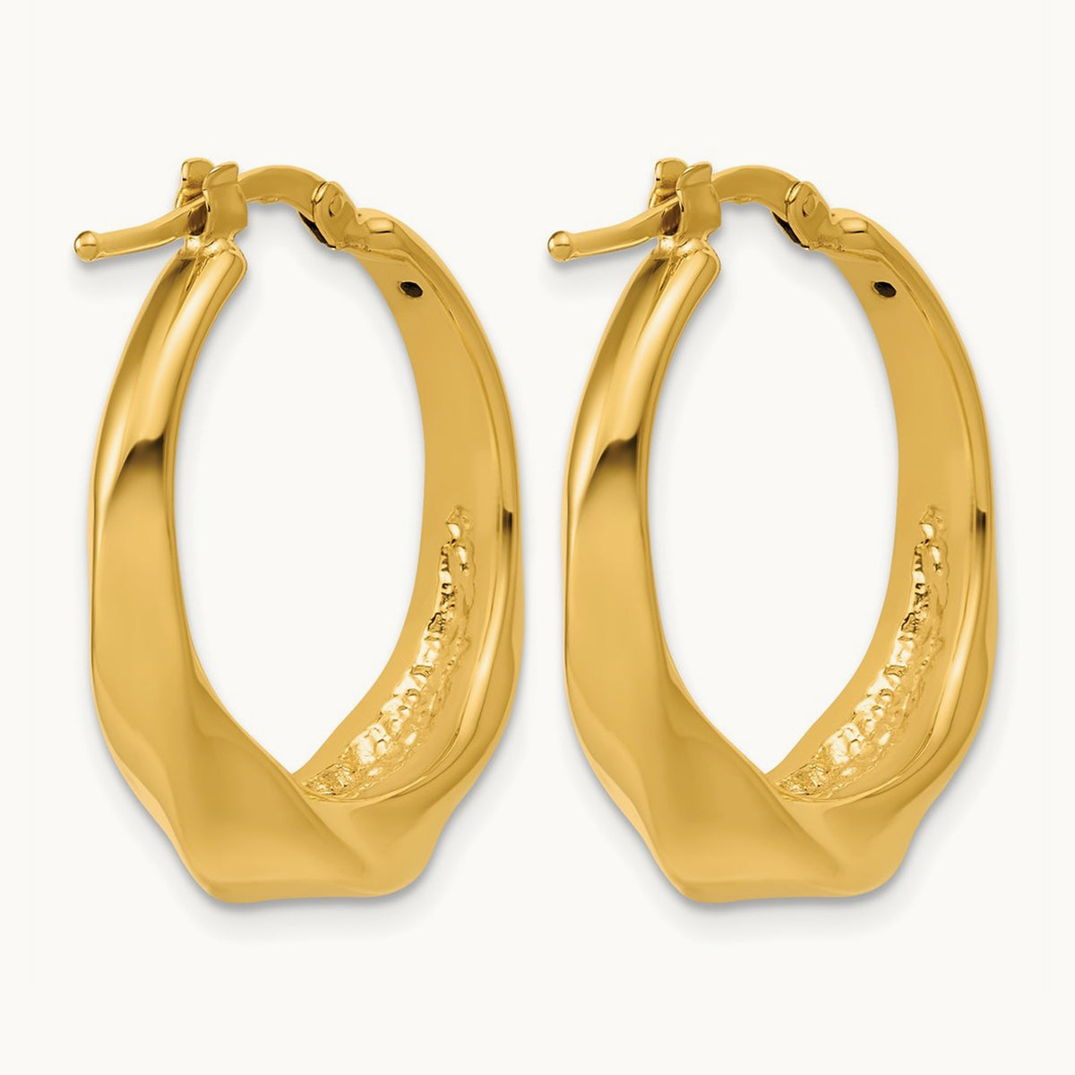 Polished Twisted Hollow Hoop Earrings, 14K — Leslie's