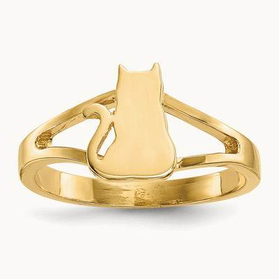 Polished Cat Ring, 14K