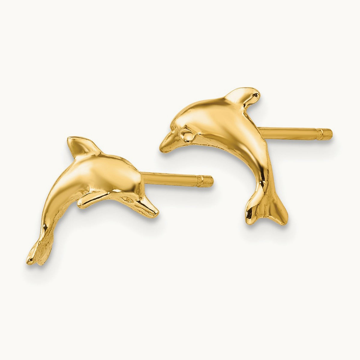 Dolphin Post Earrings, 14K