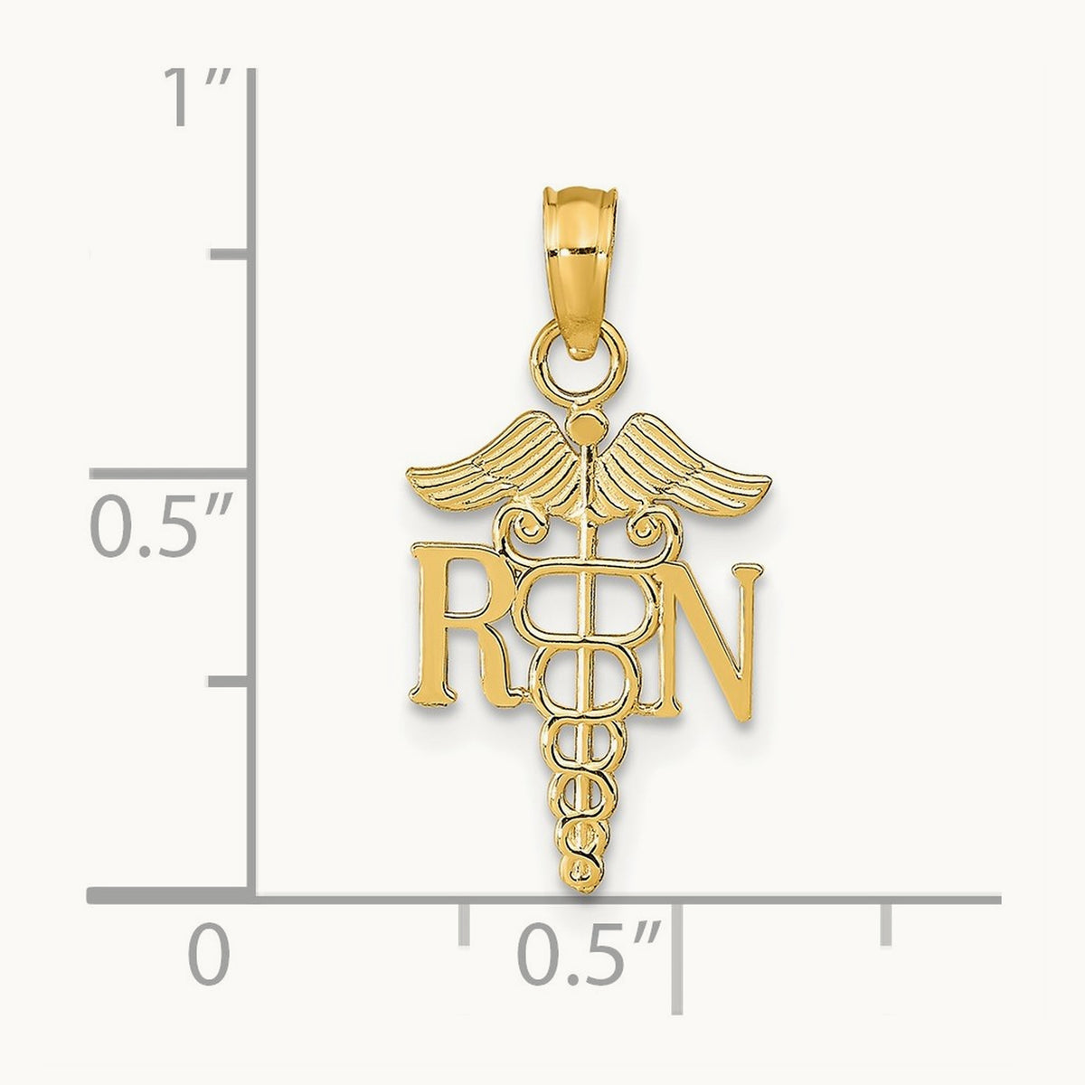 Polished R.N. Pendant — 14K Yellow Gold
