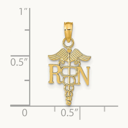 Polished R.N. Pendant — 14K Yellow Gold