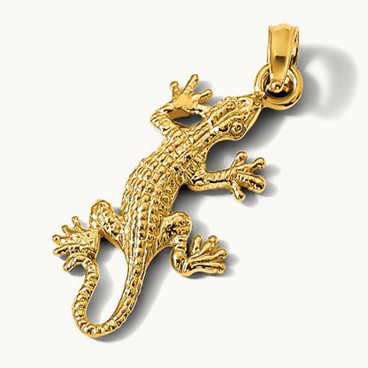 2-D Lizard Charm, 14K