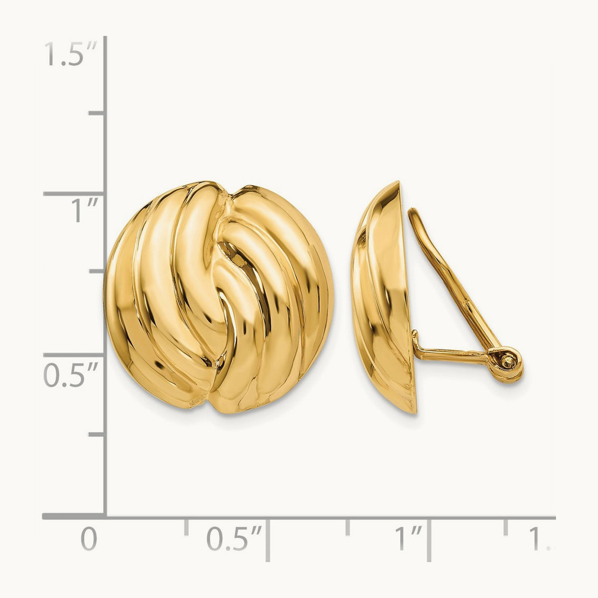Omega Clip Polished Non-pierced Earrings — photo set