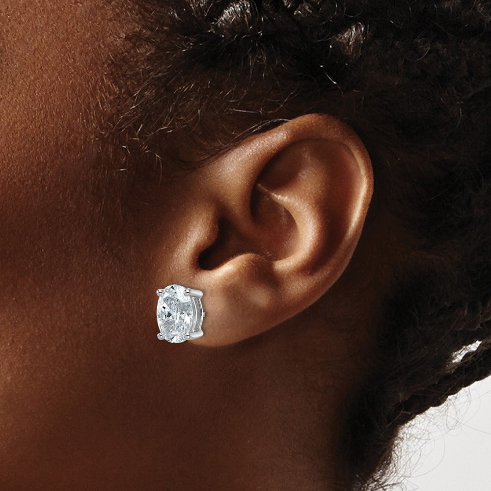 Oval Four-Prong Stud Earrings, 0.50-6.00 ct tw Lab-Grown Diamond — 5 ct, 14K White Gold
