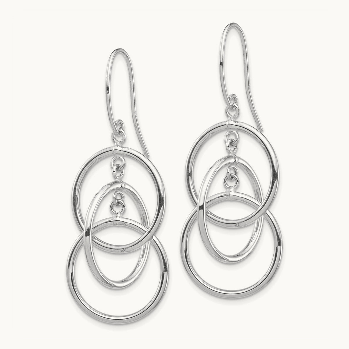 Polished Circles Dangle Earrings — 14K White Gold