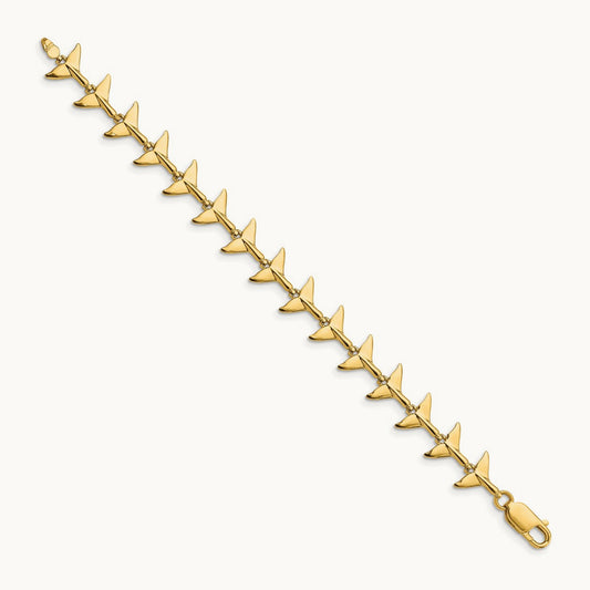 Whale Tail Bracelet, 14K