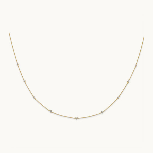 9 Station Necklace, 0.50 ct tw Lab-Grown Diamond — 14K Yellow Gold, Standard