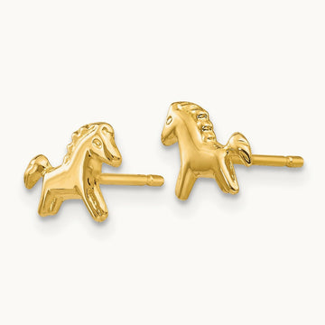 Polished Horse Post Earrings, 14K