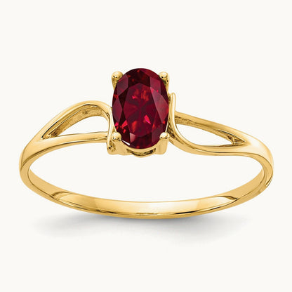 6x4mm Oval Created Ruby ring, 14K