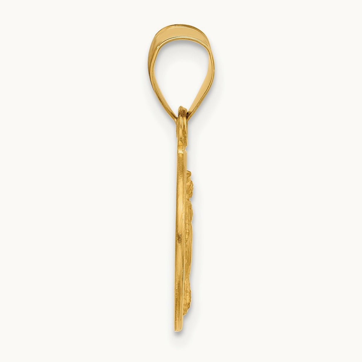 Polished and Satin Solid Miraculous Mary Plain Back Medal, 14K