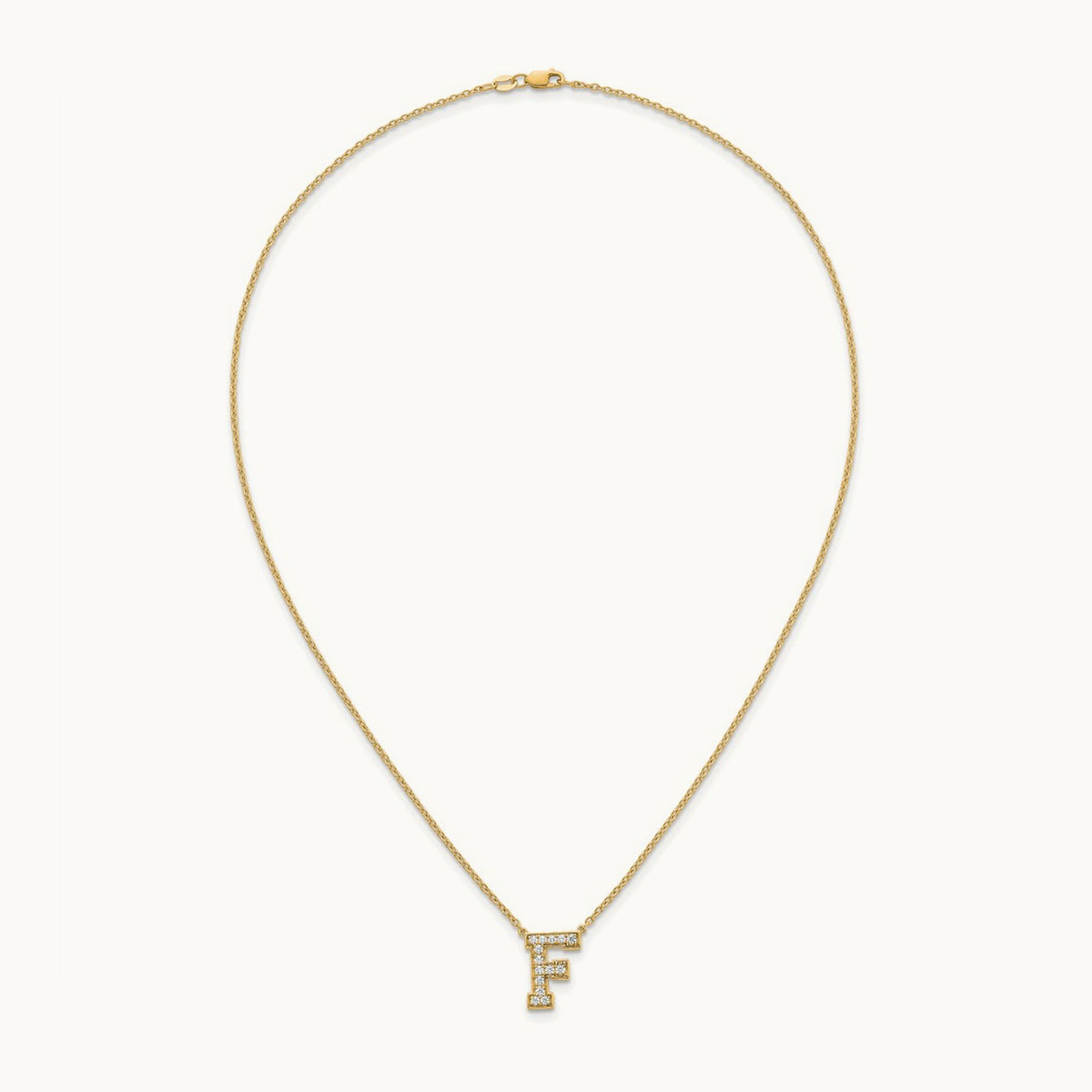 Initial Necklace — 14K Yellow Gold, F, 1/3 ct