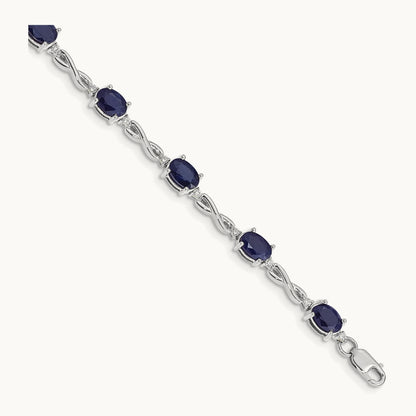 Diamond and Sapphire Bracelet, 14K White Gold