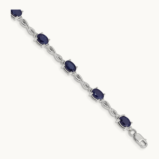Diamond and Sapphire Bracelet, 14K White Gold