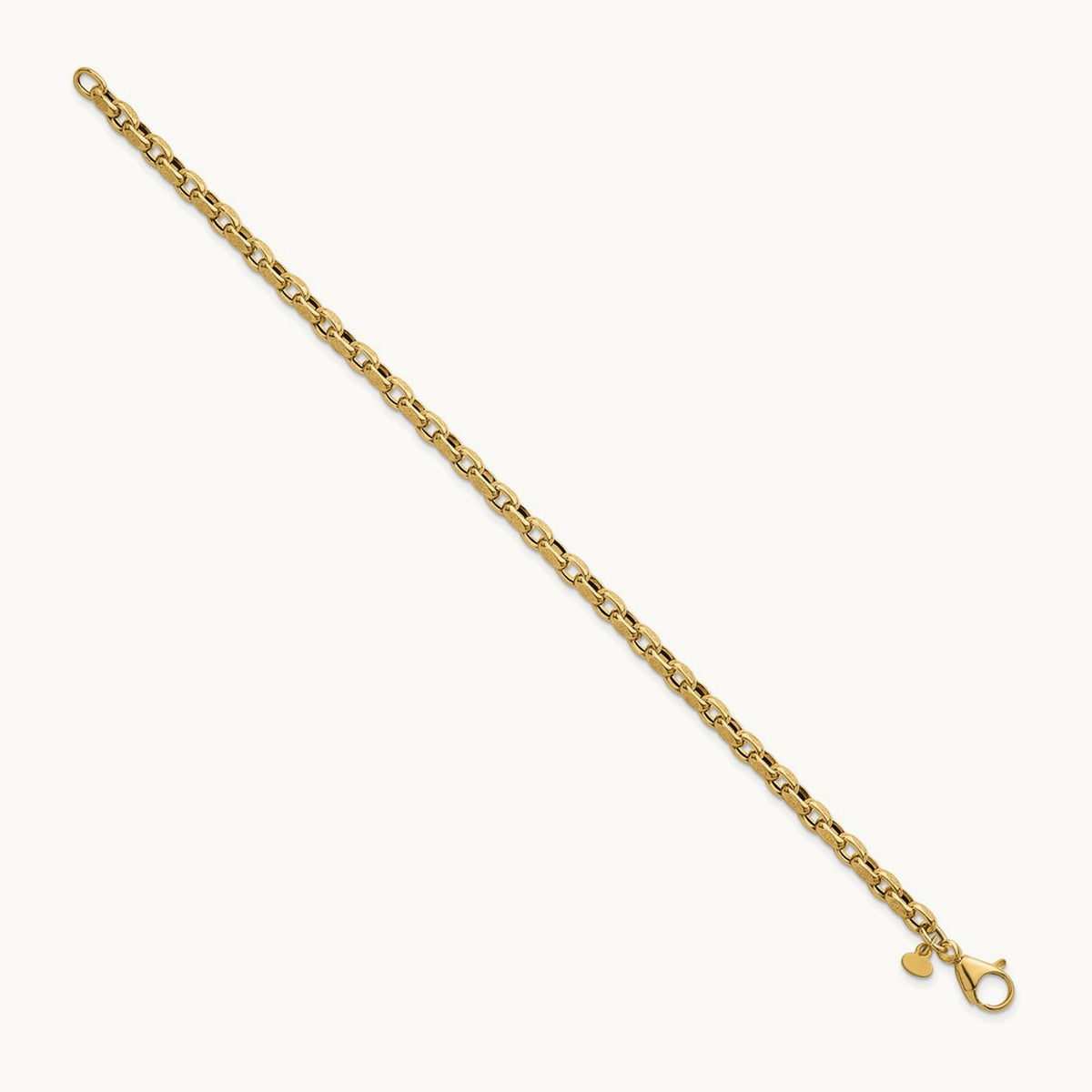 Polished 7.75in Fancy Textured Open Link Bracelet, 14K