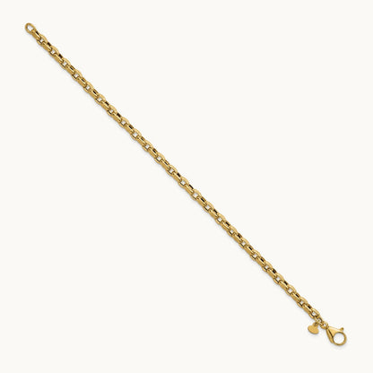 Polished 7.75in Fancy Textured Open Link Bracelet, 14K