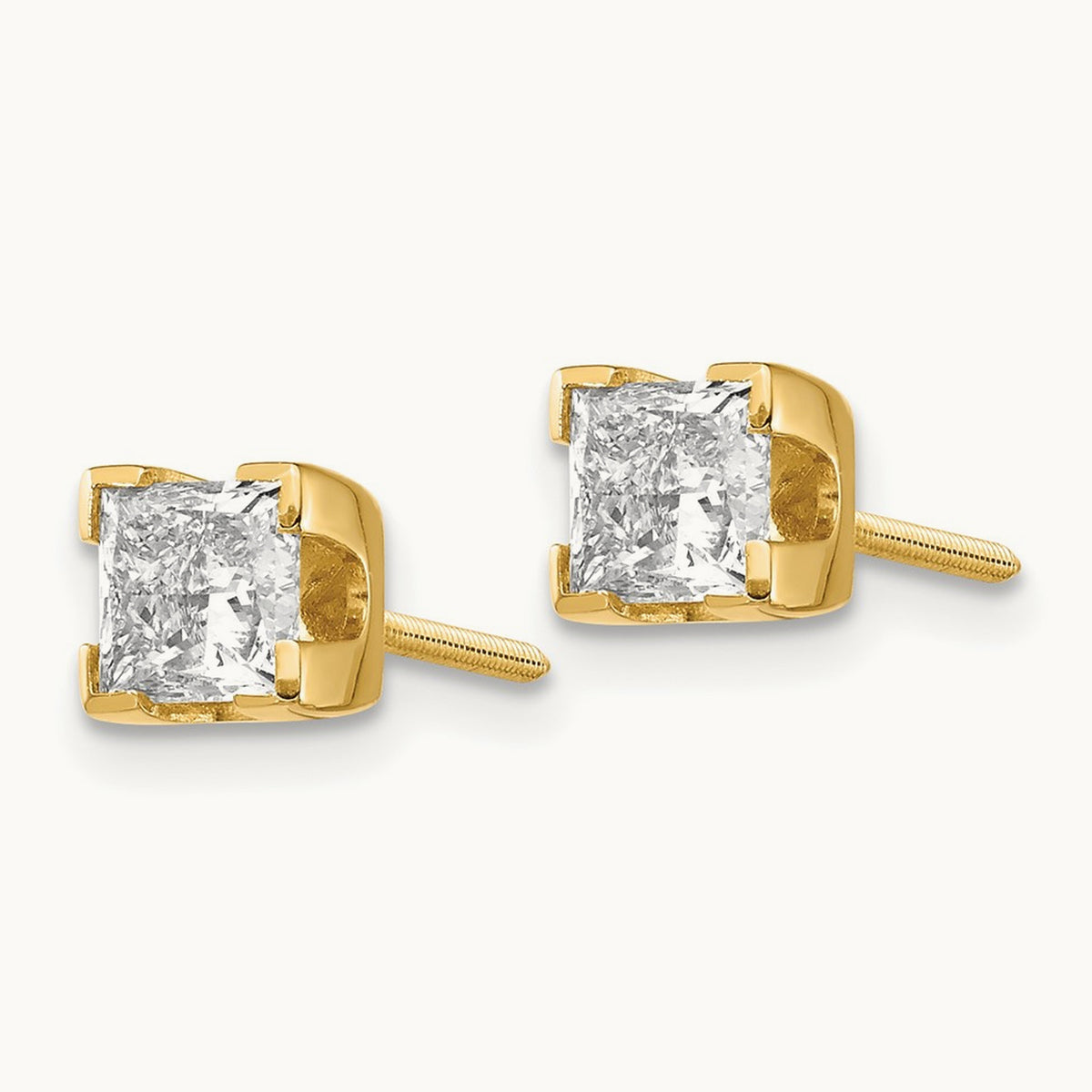Princess-cut Stud Earring Mountings, 5mm, 14K