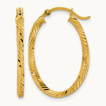 Twisted 2.5x20x29mm Oval Hoop Earrings, 14K