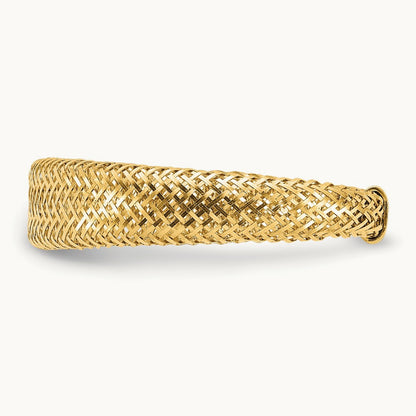 Mesh Tapered Stretch Ring — 14K Yellow Gold