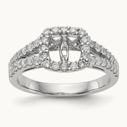 Peg Set Semi-Mount Halo Engagement Ring, 0.75 ct tw