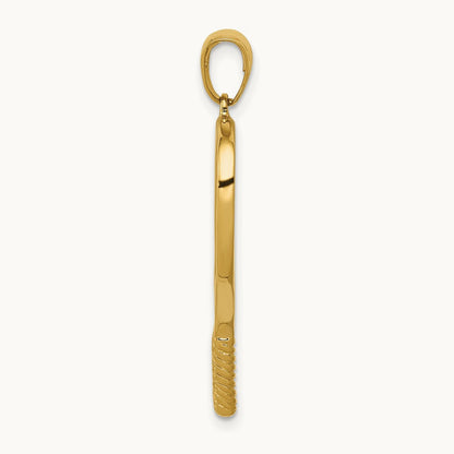 Solid Polished 3-D Tennis Racquet Pendant, 14K