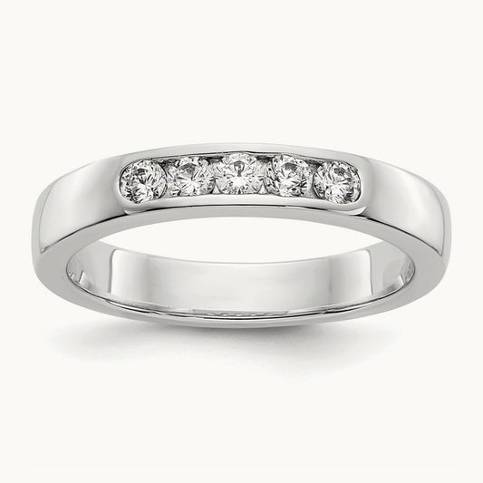 5-Stone Diamond Channel Band, 14K White Gold