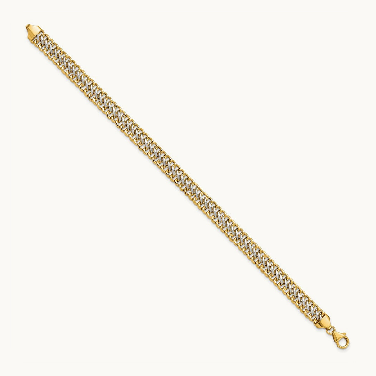 & White Rhodium Polished Fancy Link Bracelet, 14K