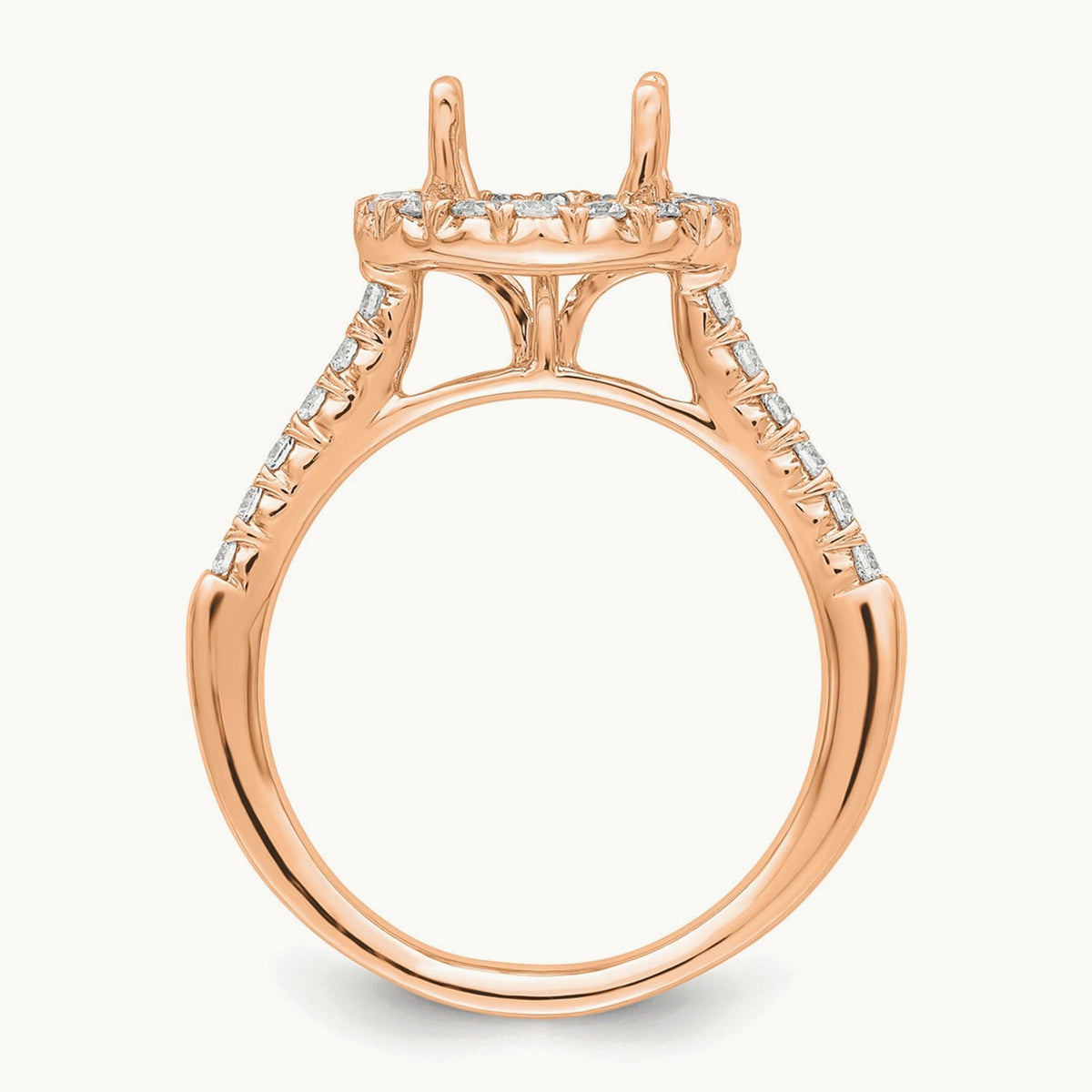 Semi-Mount Engagement Ring, 0.25-0.50 ct tw Lab-Grown Diamond — 1/2 ct (holds 2 ct center) · VS/SI (Great), 14K Rose Gold, 7