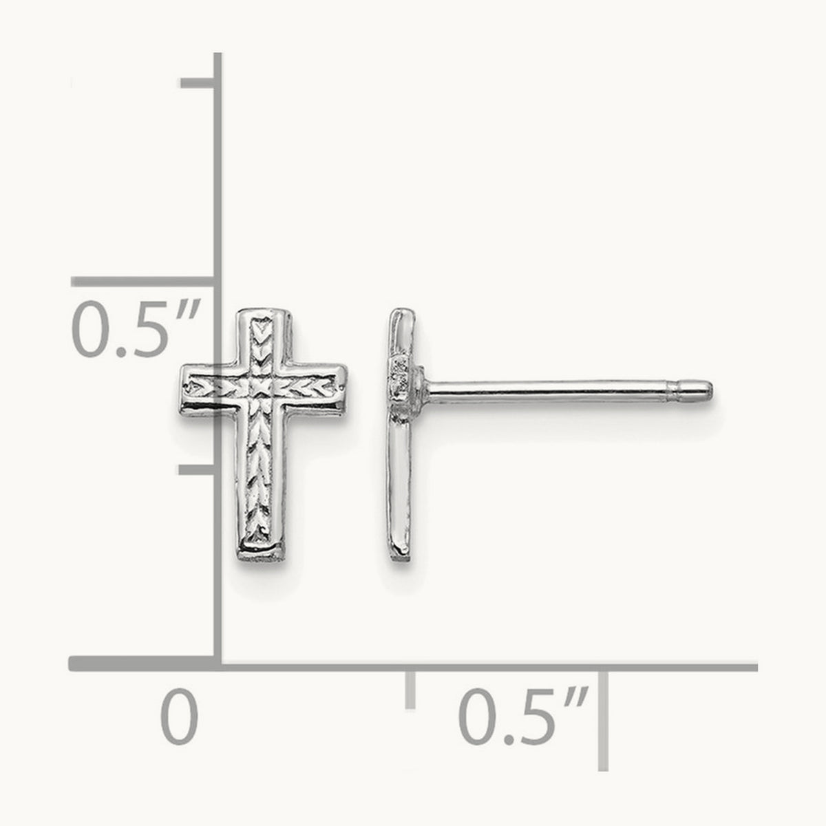 Polished Cross Post Earrings — 14K White Gold, 8.35mm
