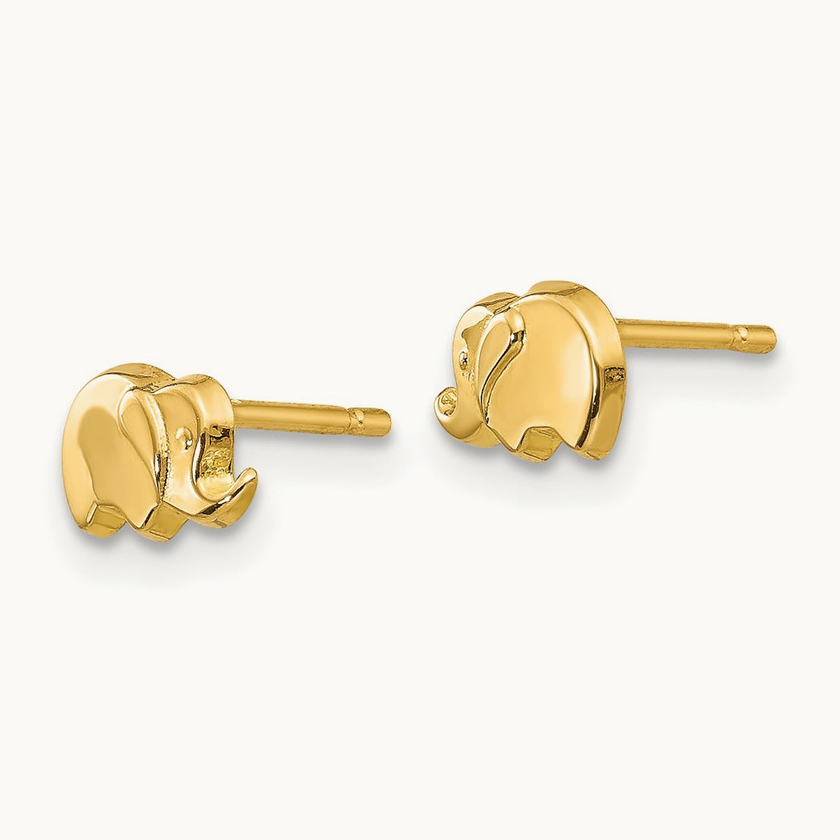 Polished Elephant Post Earrings, 14K