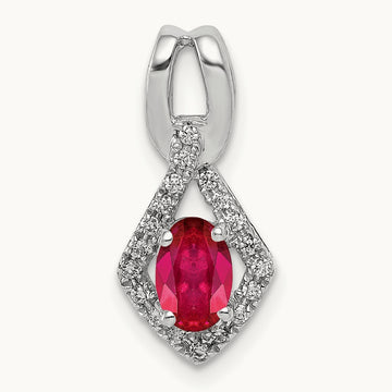 Diamond and .62 Oval Ruby Pendant, 14K White Gold