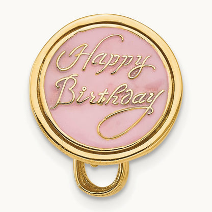 3-D Aqua Blue Enameled HAPPY BIRTHDAY Cake Pendant, 14K