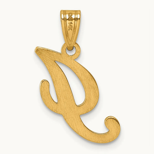 Script Letter I Initial Pendant, 14K