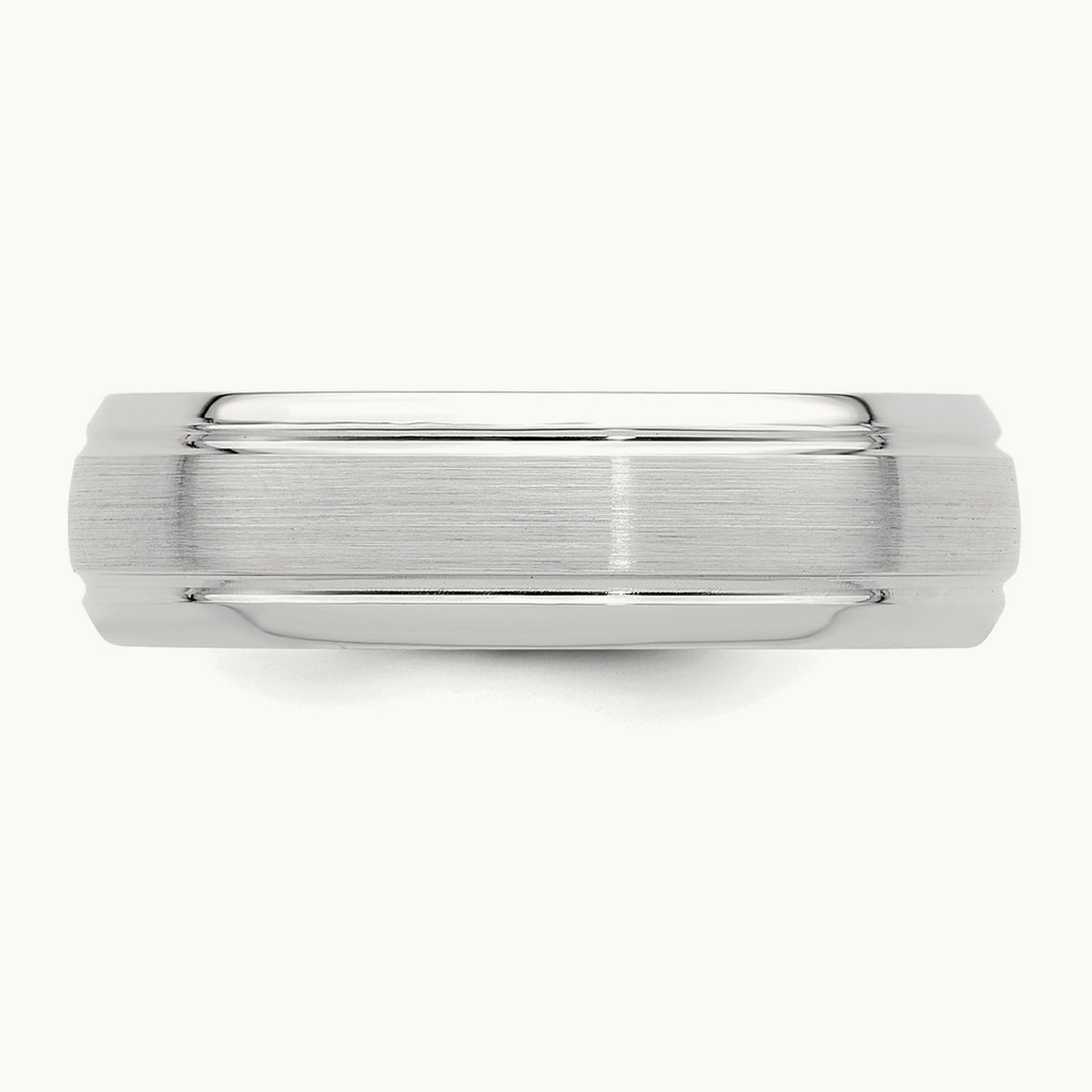 Standard Comfort Fit Brush Satin Fancy Band, 14K White Gold